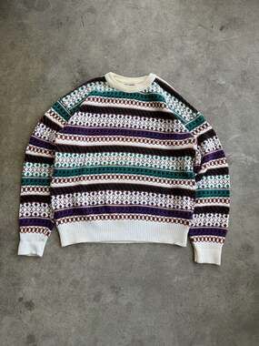 Vintage Christopher Hayes 100% Cotton Fair Isle Pattern Sweater Size L